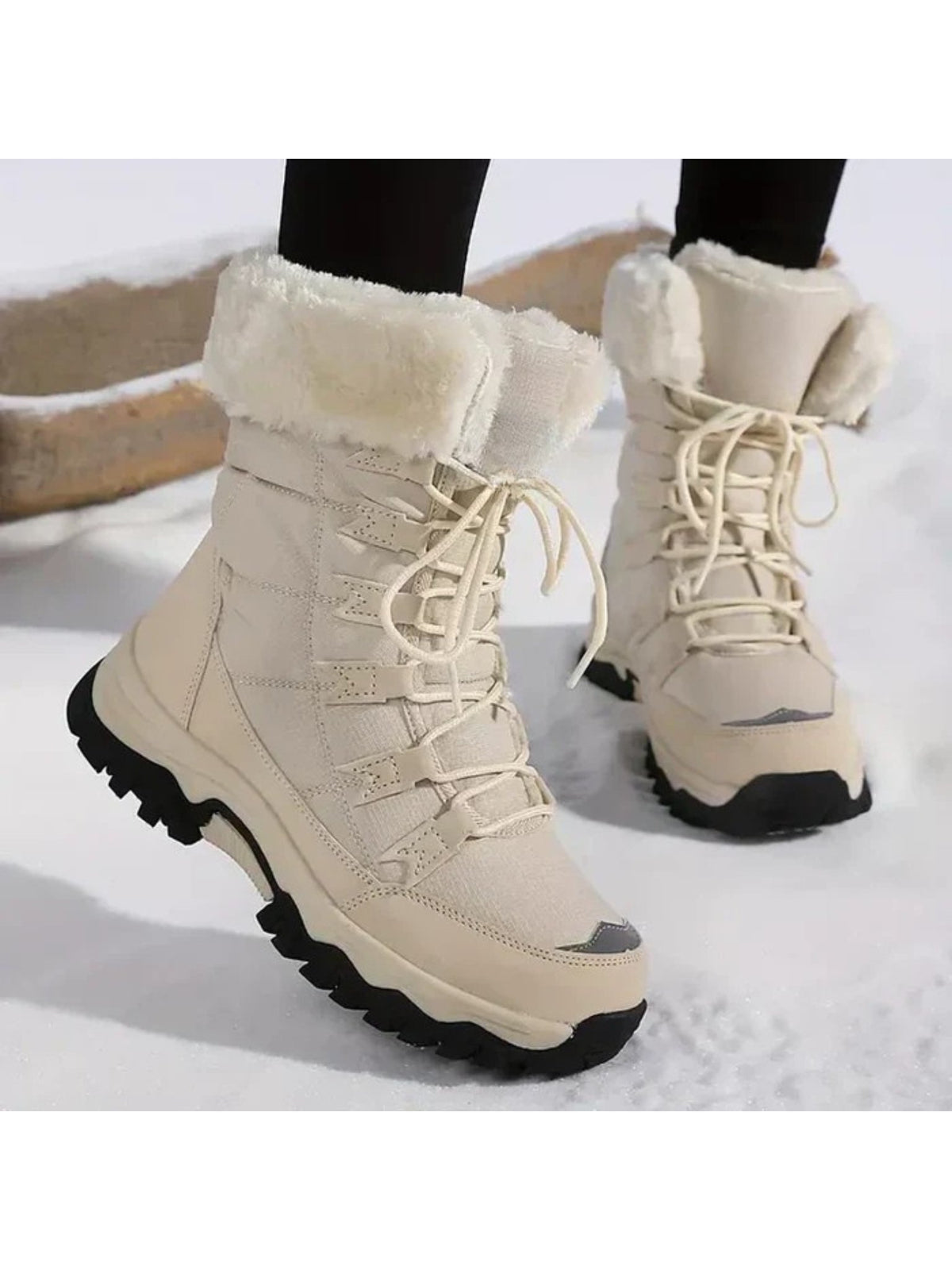 Women's Waterproof Snow Boots - Beige
