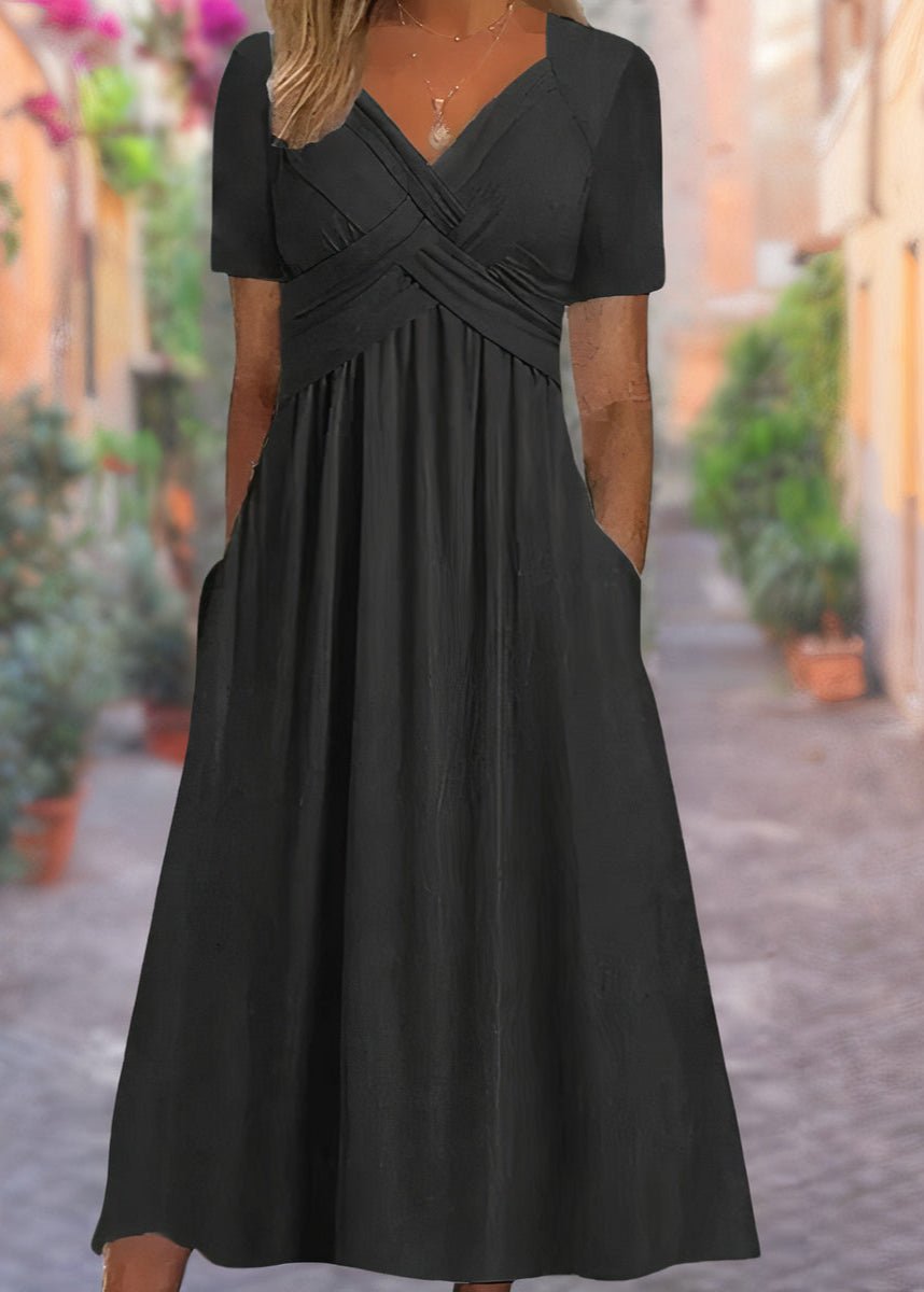 Women's Black Midi Wrap Dress - Black