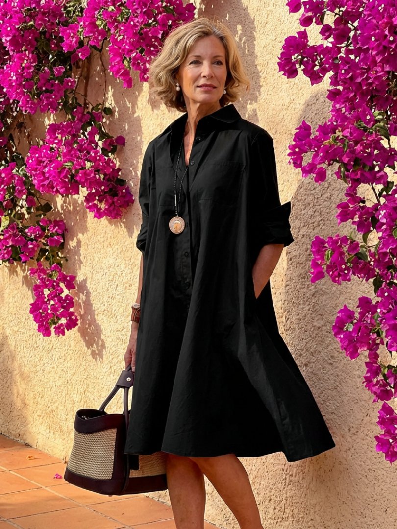 Women's Black Shirt Dress - Black