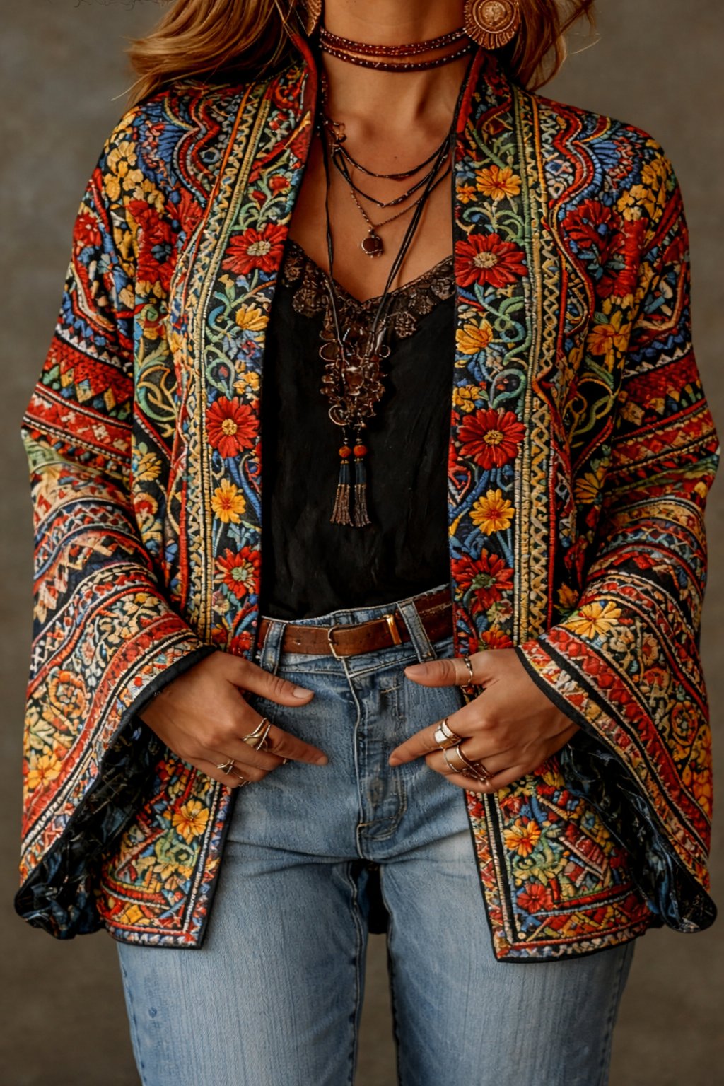 Women's Paisley Velvet Kimono