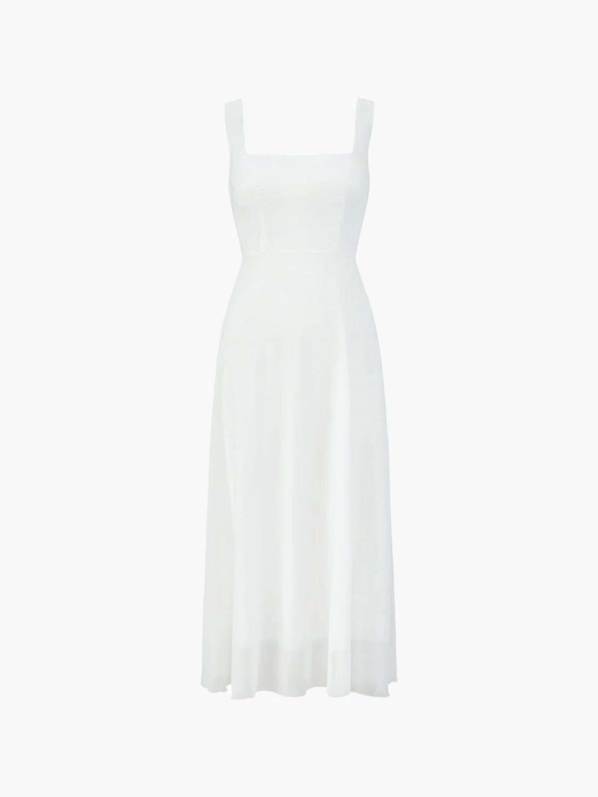 Women's Black Square Neck Satin Midi Party Dress