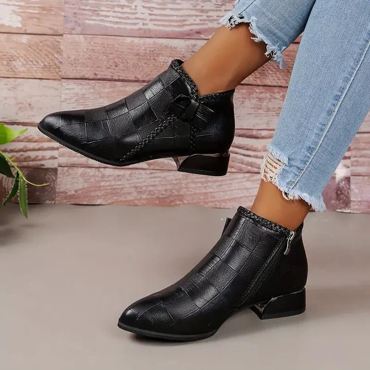 Women's Croc-Embossed Ankle Booties