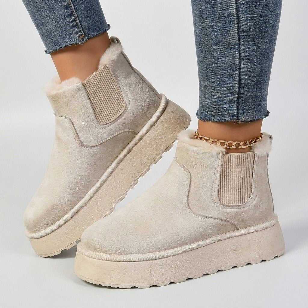 Women's Platform Chelsea Snow Ankle Boots - Cream