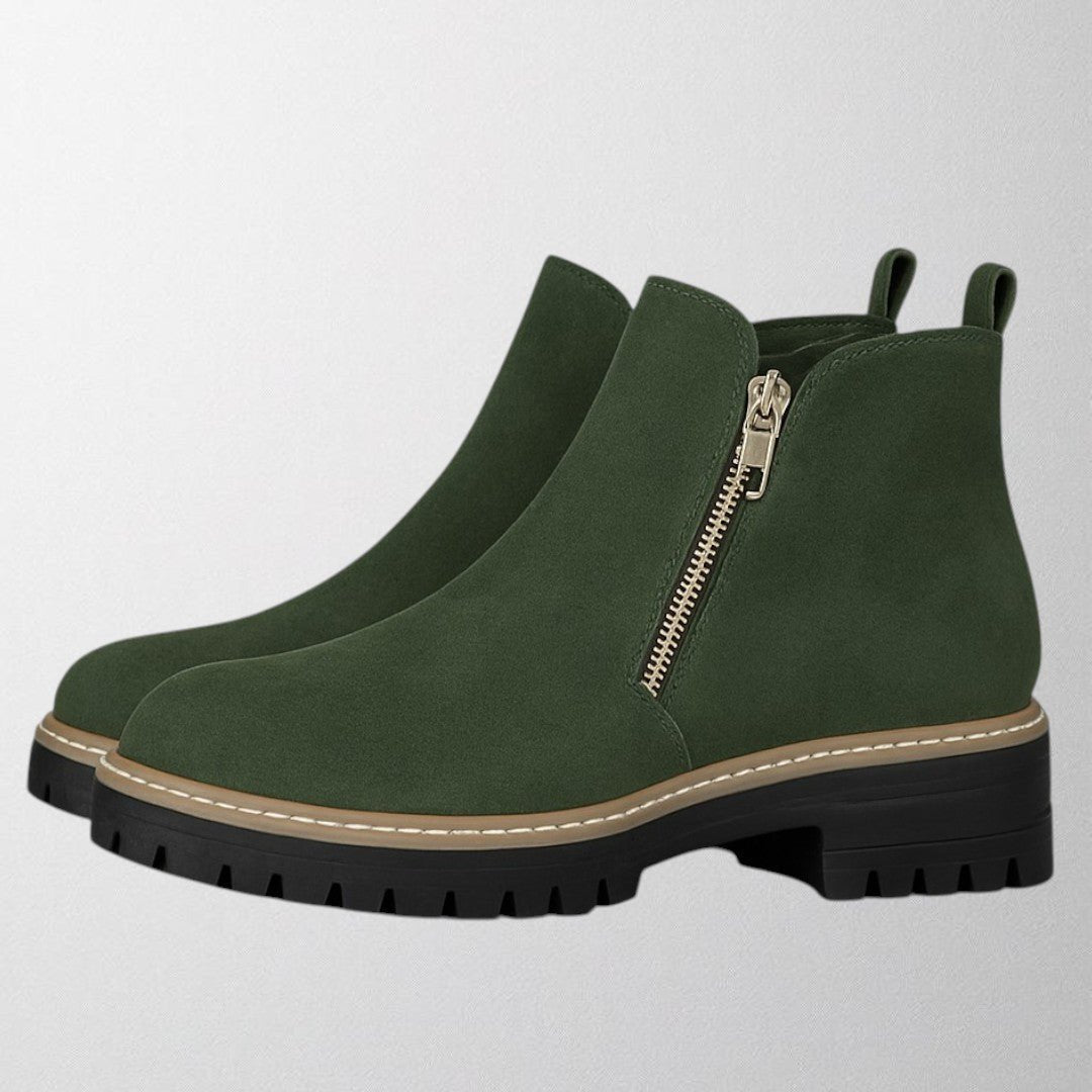 Women's Suede Chelsea Ankle Boots - Dark green