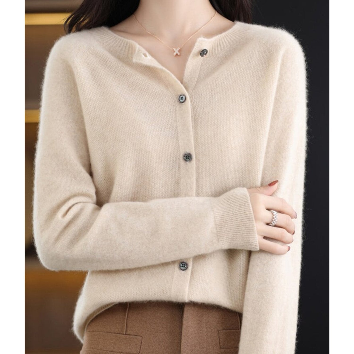 Women's Wool Cardigan - Khaki