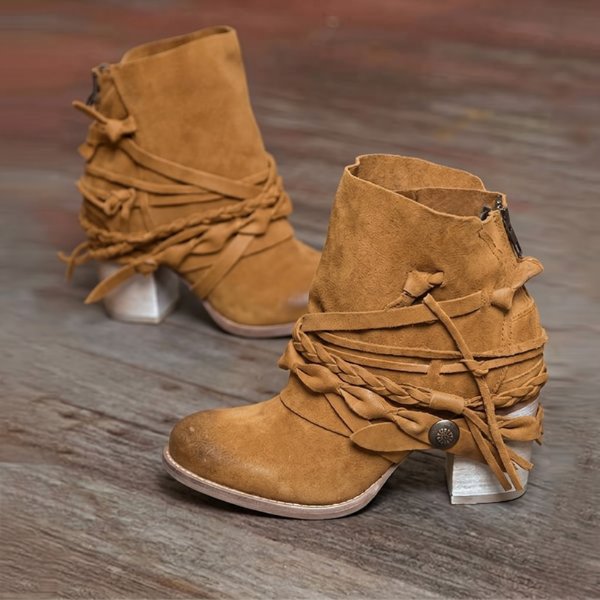 Women's Suede Ankle Boots - Brown