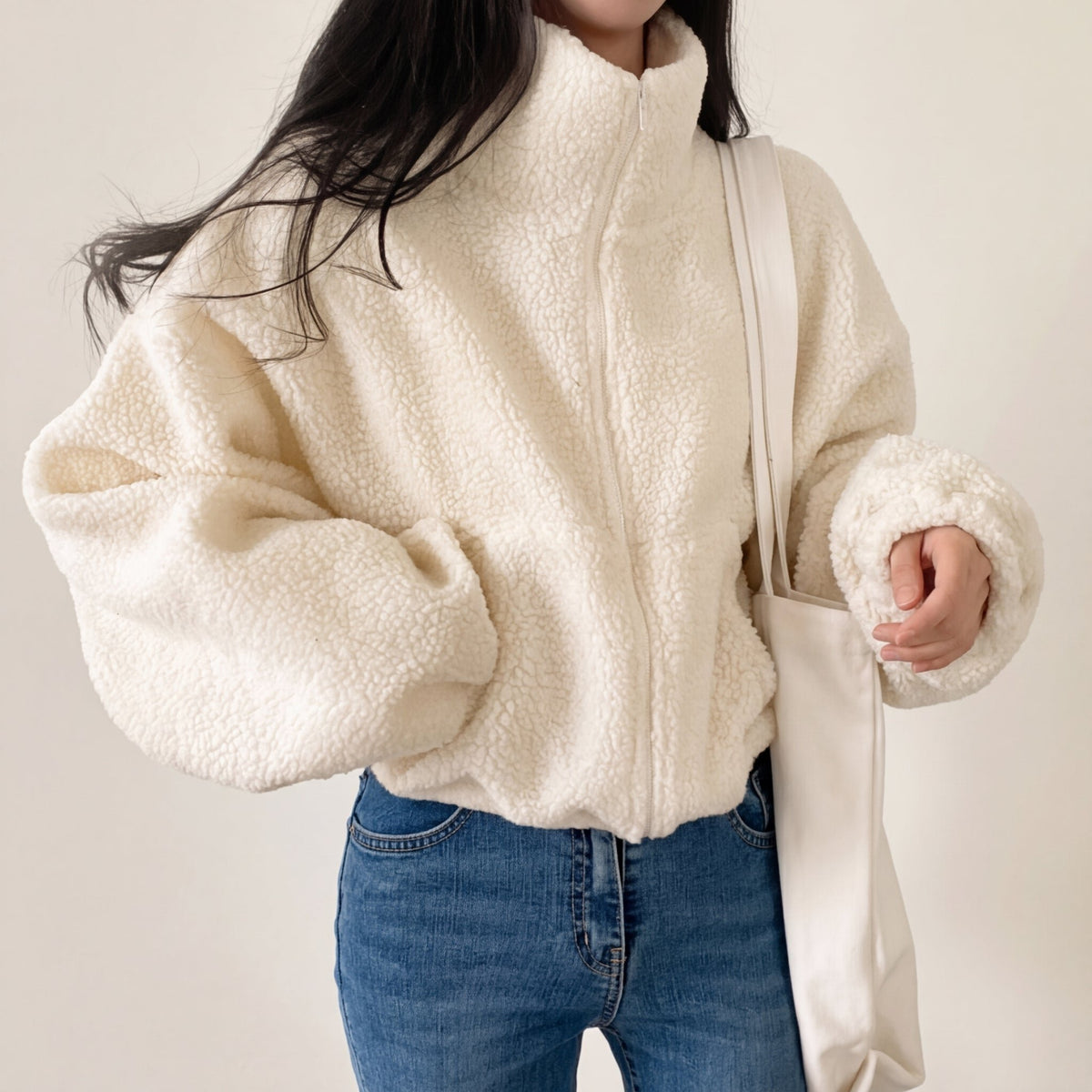 Women's Cropped Sherpa Teddy Jacket