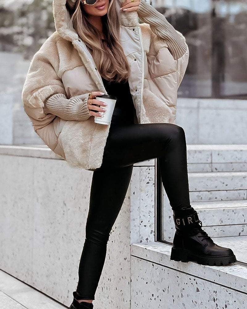 Women's Hooded Faux Fur Puffer Jacket
