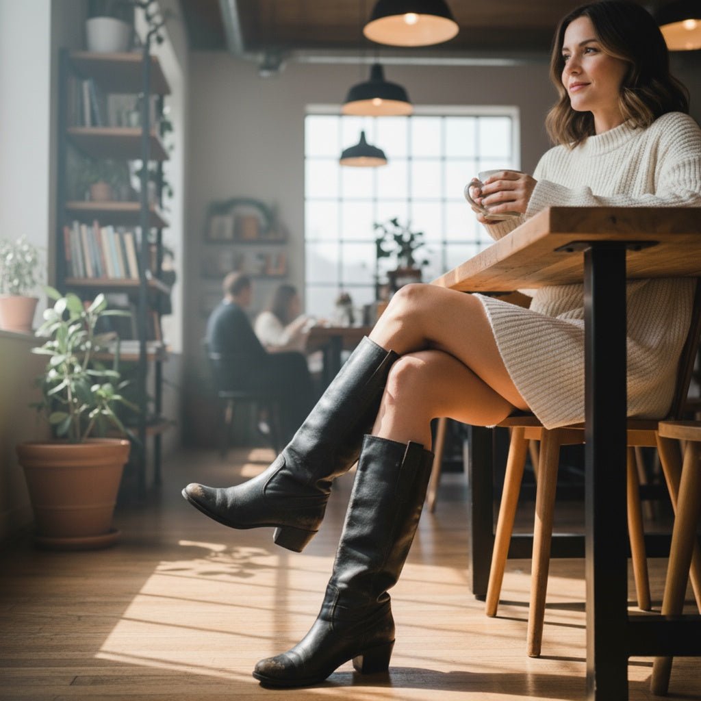 Women's Leather Knee-High Boots - brown