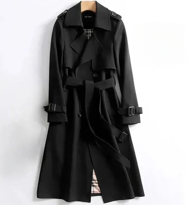 Women's Longline Trench Coat - Black