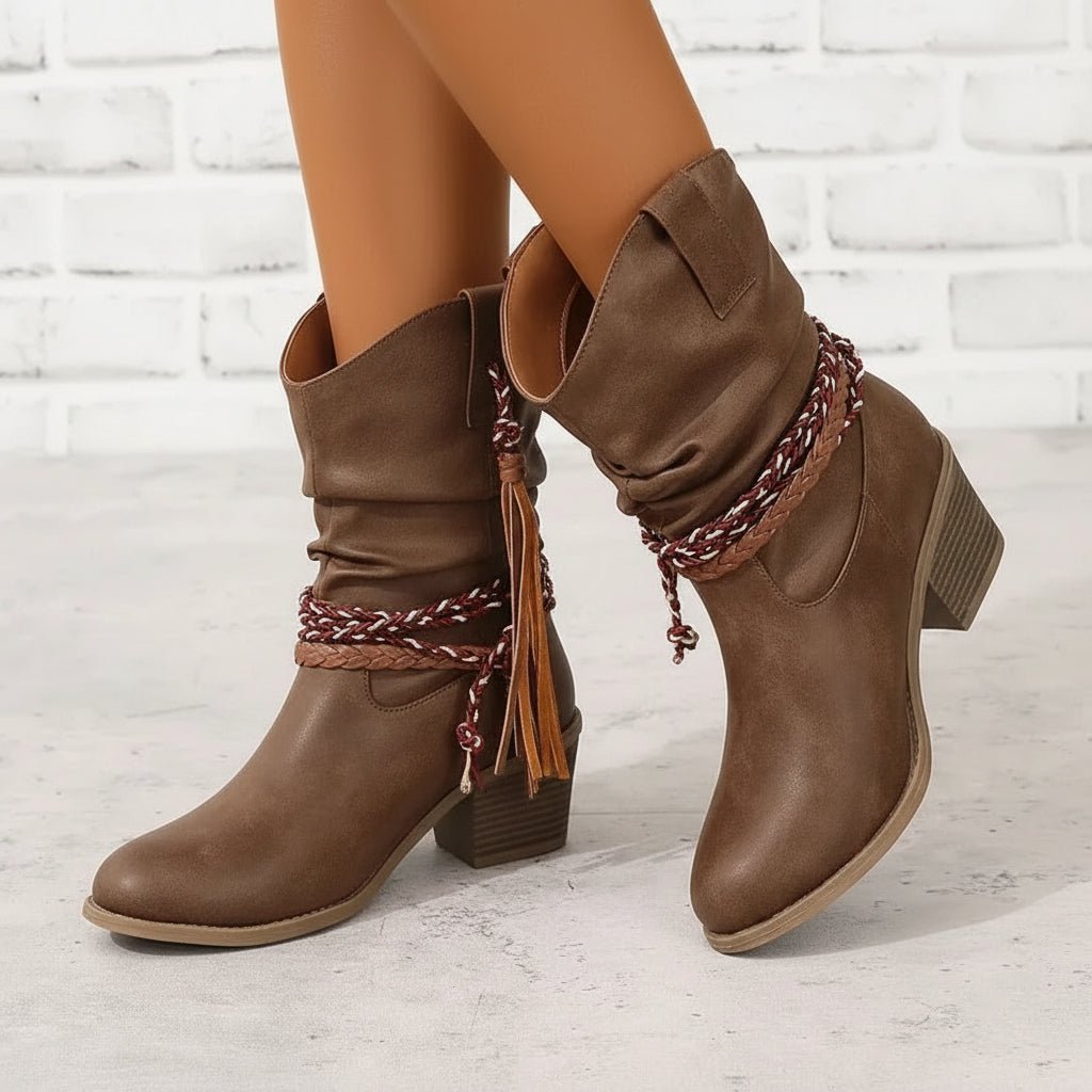 Women's Mid-Calf Boots - Dark Brown A