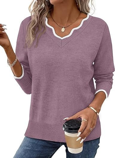 Women's V-Neck Jumper - Purple