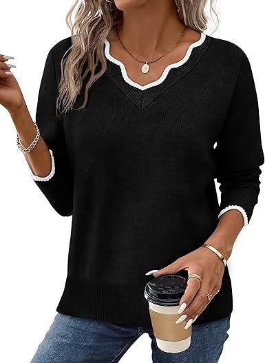 Women's V-Neck Jumper - Black