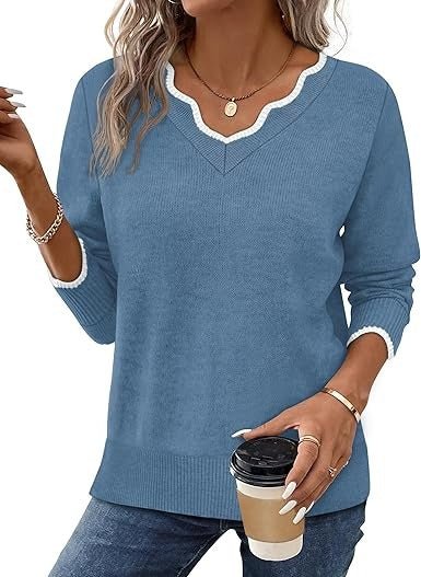 Women's V-Neck Jumper - Blue