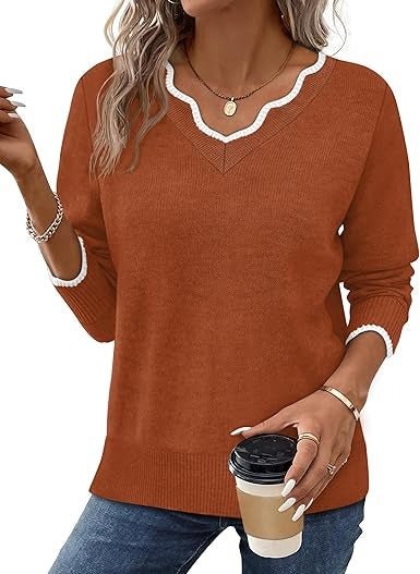 Women's V-Neck Jumper - Caramel