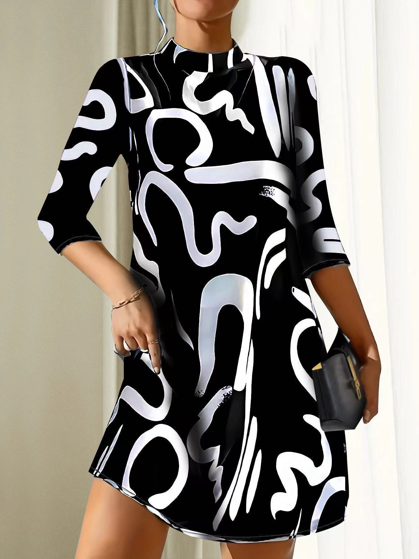 Women's Black Mini Shift Dress - Black