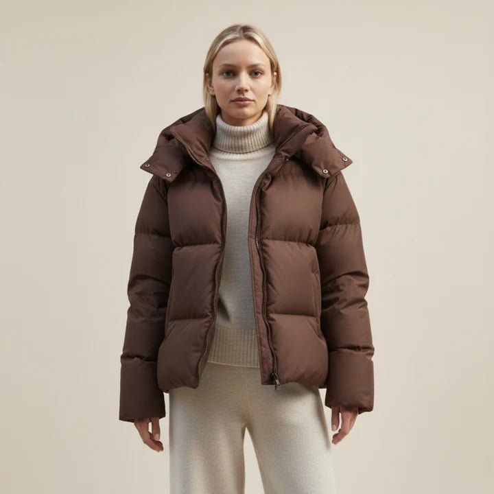 Women's Oversized Puffer Jacket - Brown