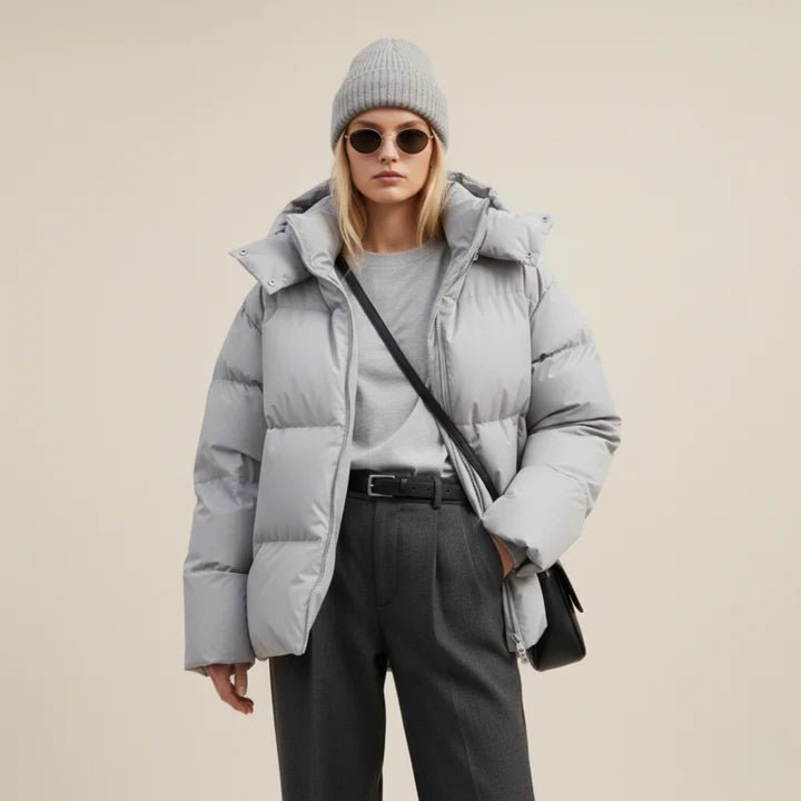 Women's Oversized Puffer Jacket - Gray