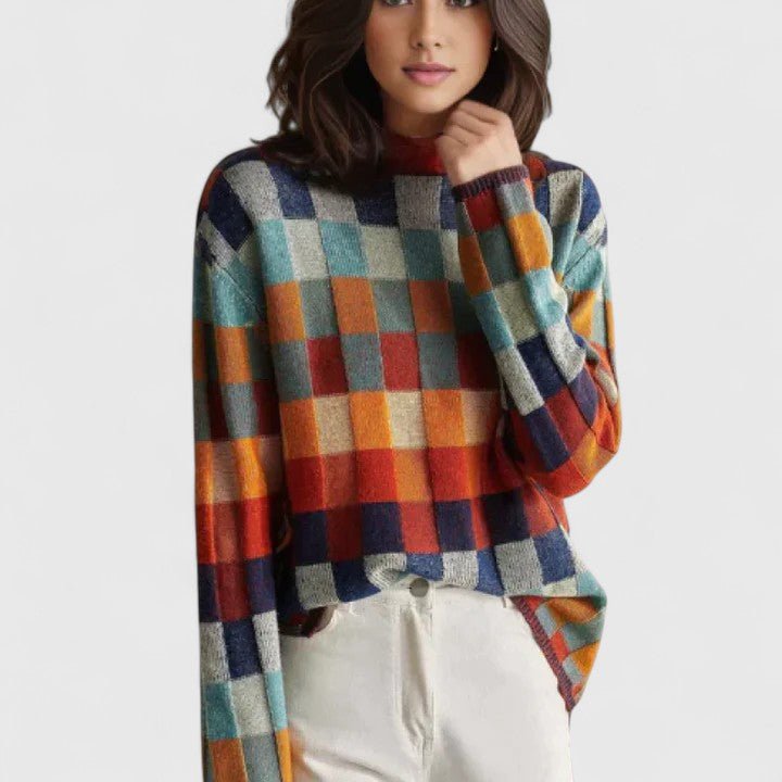 Women's Plaid Wool Jumper - MultiColored
