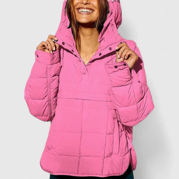 Women's Hooded Puffer Jacket - Pink