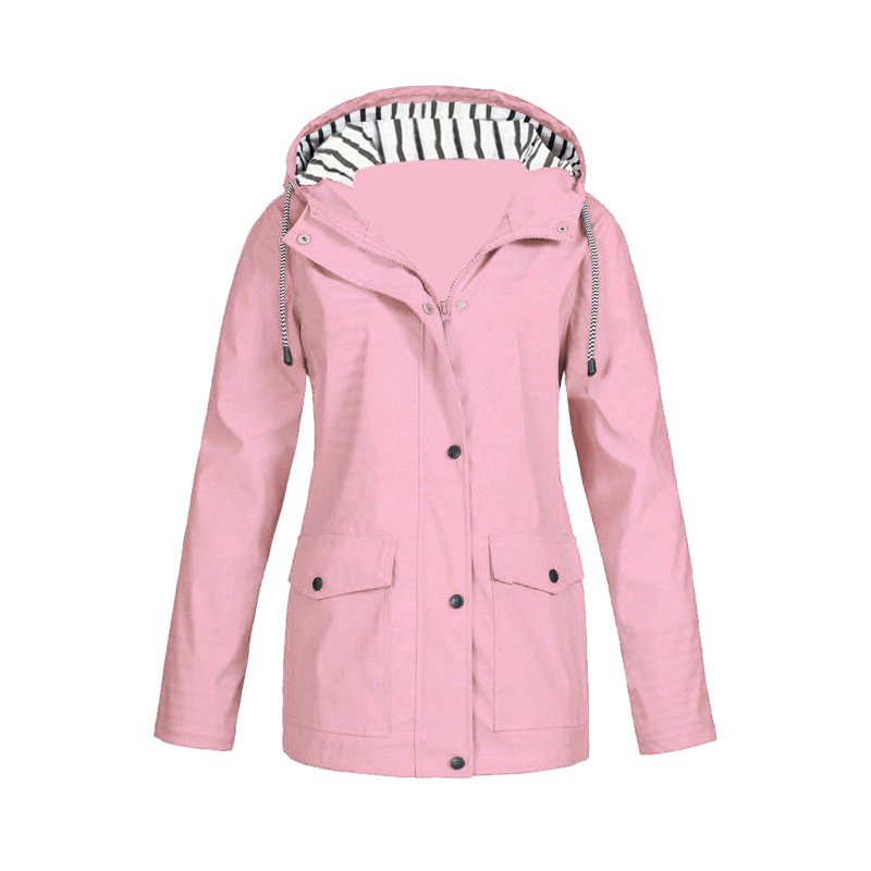 Women's Rain Waterproof Hooded Jacket - Pink