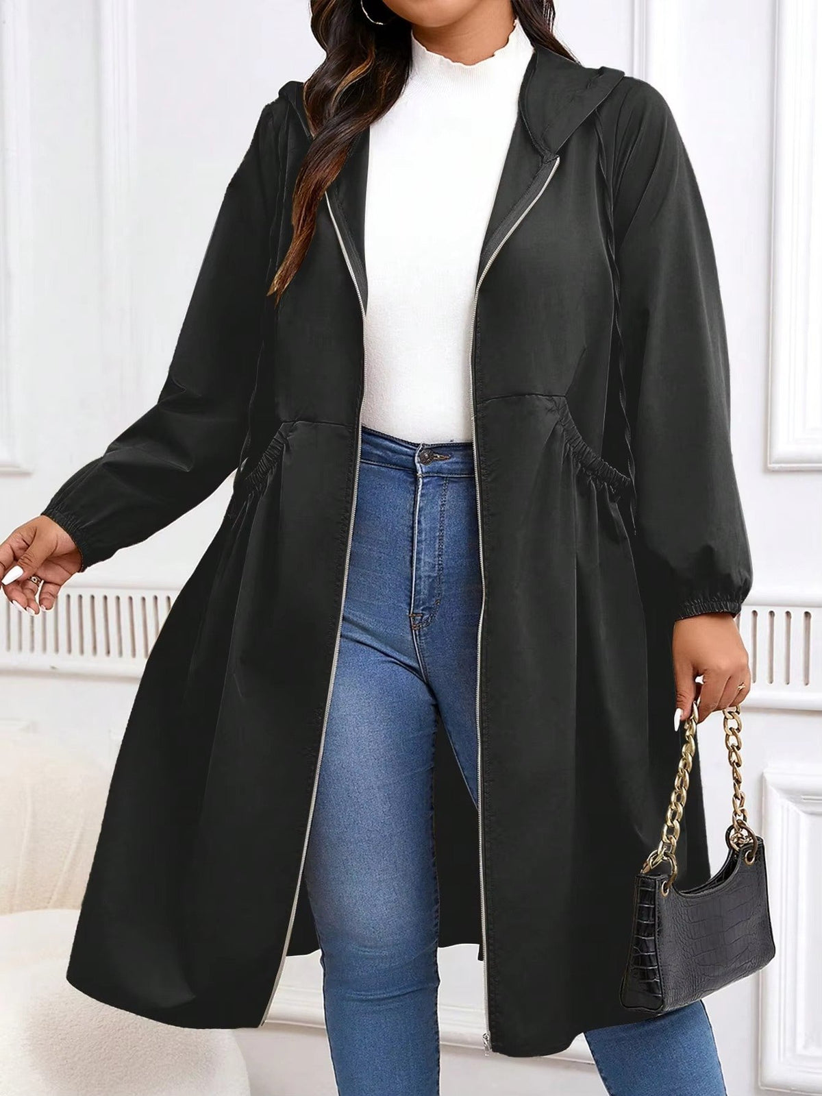 Women's Oversized Hooded Longline Trench Coat