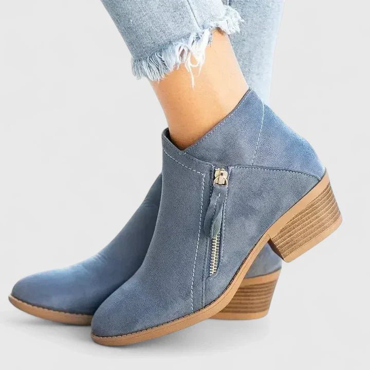 Women's Suede Ankle Booties - Blue