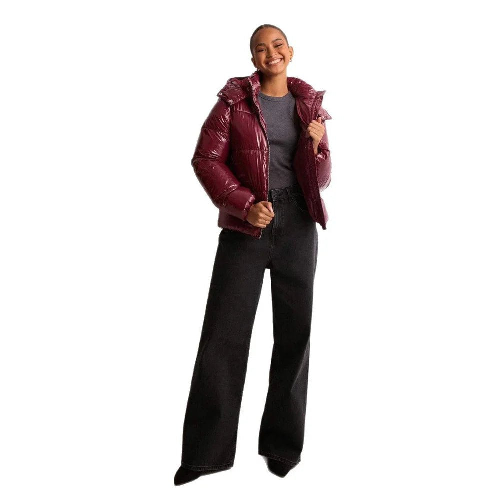Women's Glossy Hooded Puffer Jacket