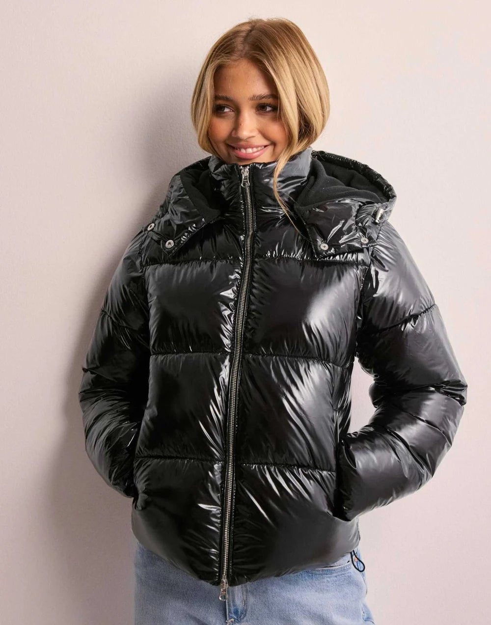 Women's Glossy Hooded Puffer Jacket