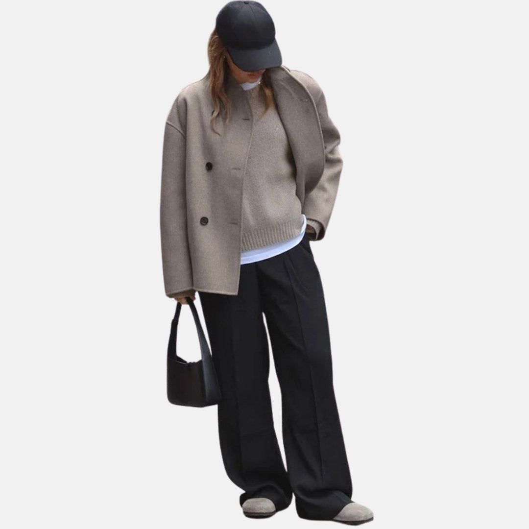 Women's Cropped Wool Double-Breasted Jacket