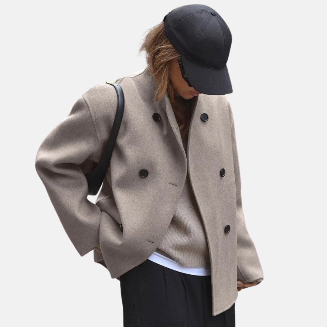 Women's Cropped Wool Double-Breasted Jacket