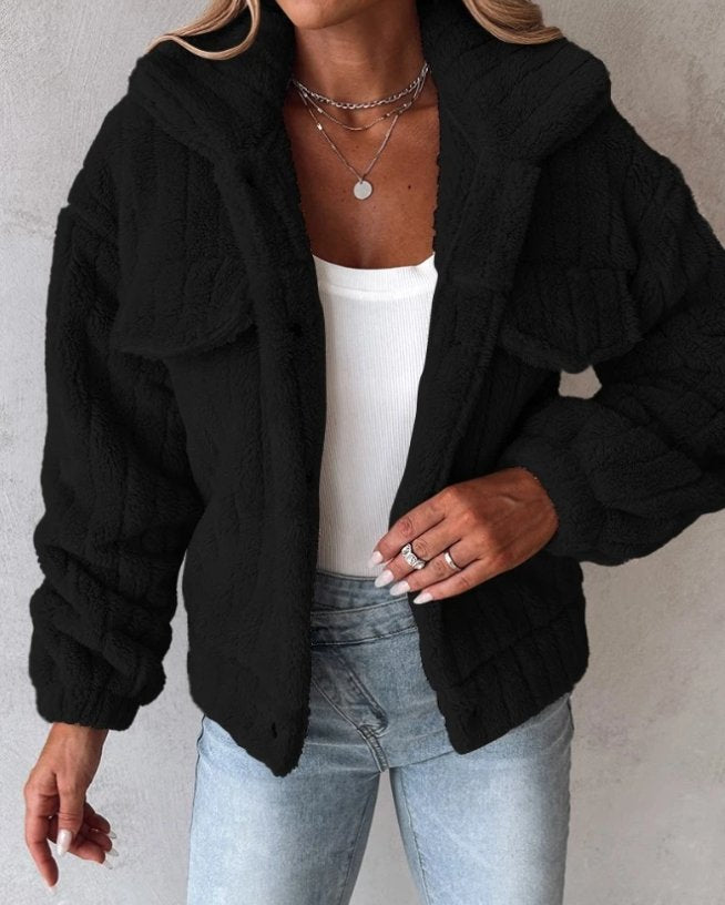 Women's Teddy Fleece Jacket - Black