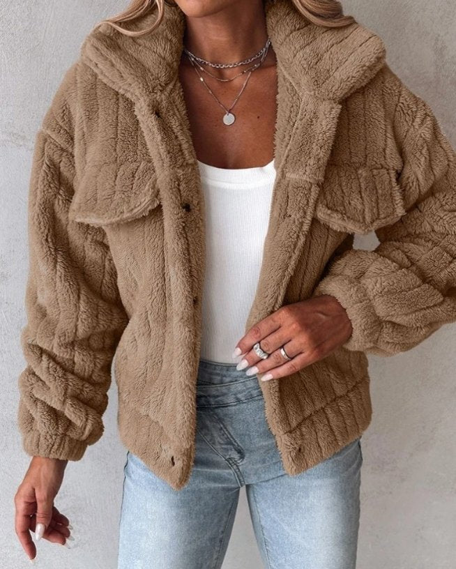 Women's Teddy Fleece Jacket - Brown