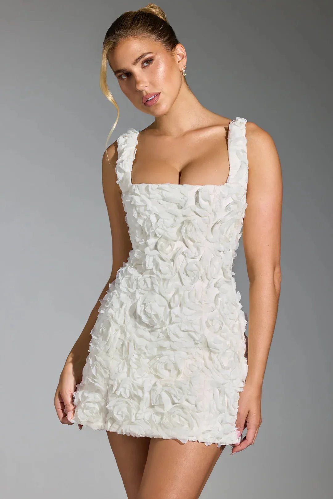 Women's Floral Bodycon Mini Party Dress - White