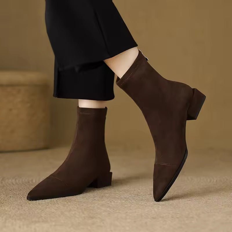 Women's Suede Pointed-Toe Ankle Boots