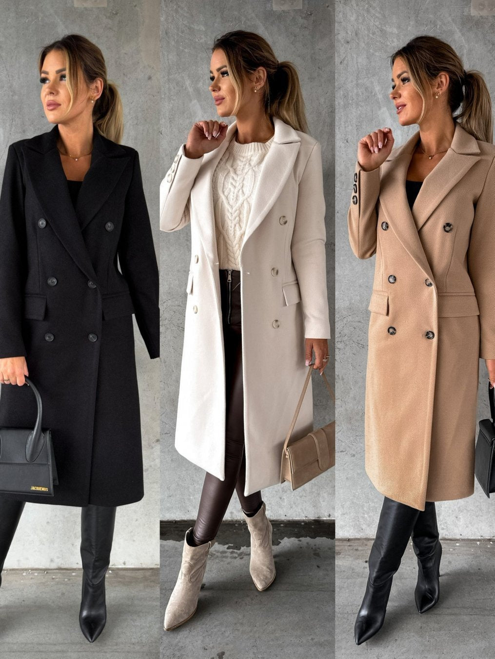 Women's Double-Breasted Longline Wool Coat