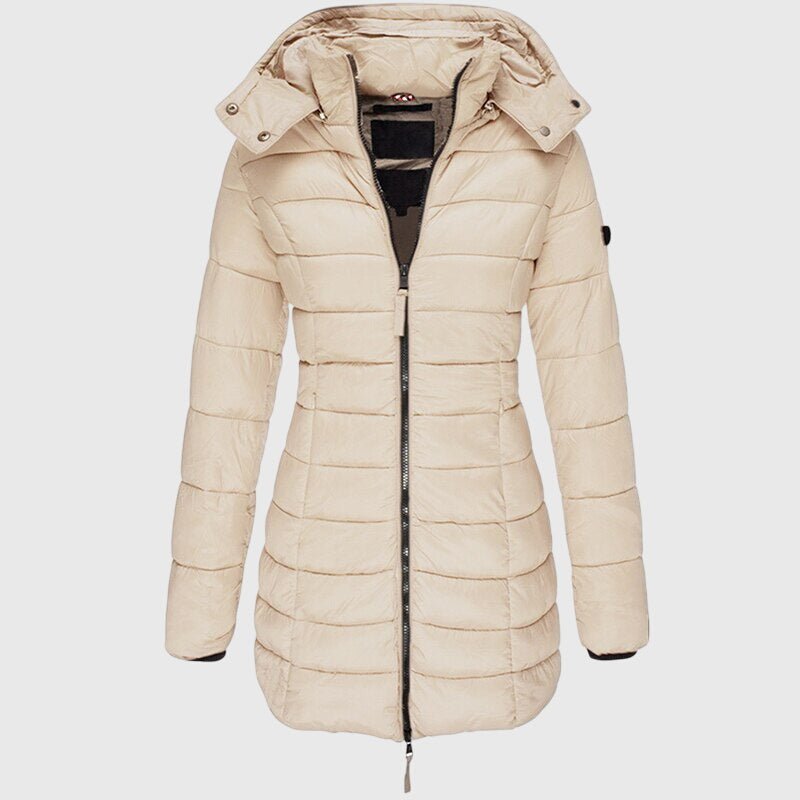 Women's Longline Puffer Coat - Ivory