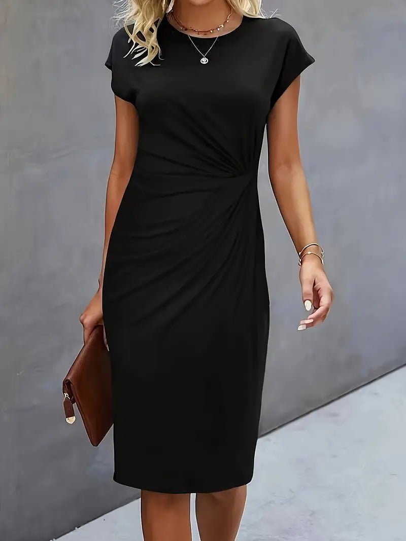 Women's Black Bodycon Midi Party Dress - Black