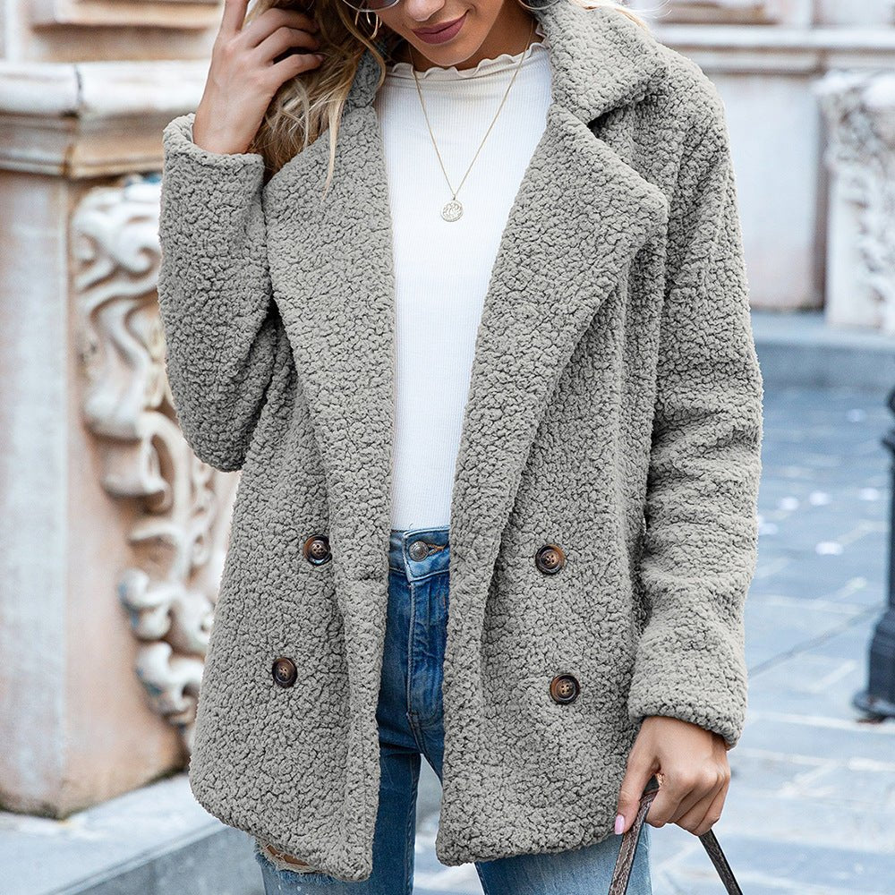 Women's Oversized Longline Teddy Coat - Light Gray