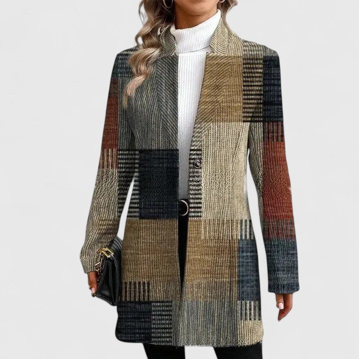 Women's Plaid Blazer Longline Wool Coat