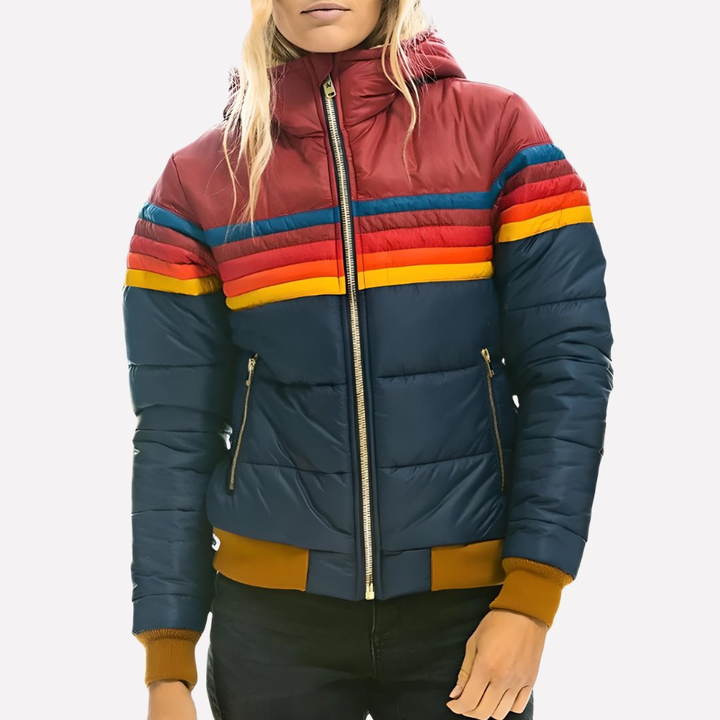 Women's Cropped Hooded Puffer Jacket - Blue