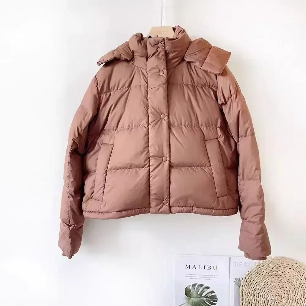 Women's Down-Filled Cropped Puffer Jacket - Baked brown