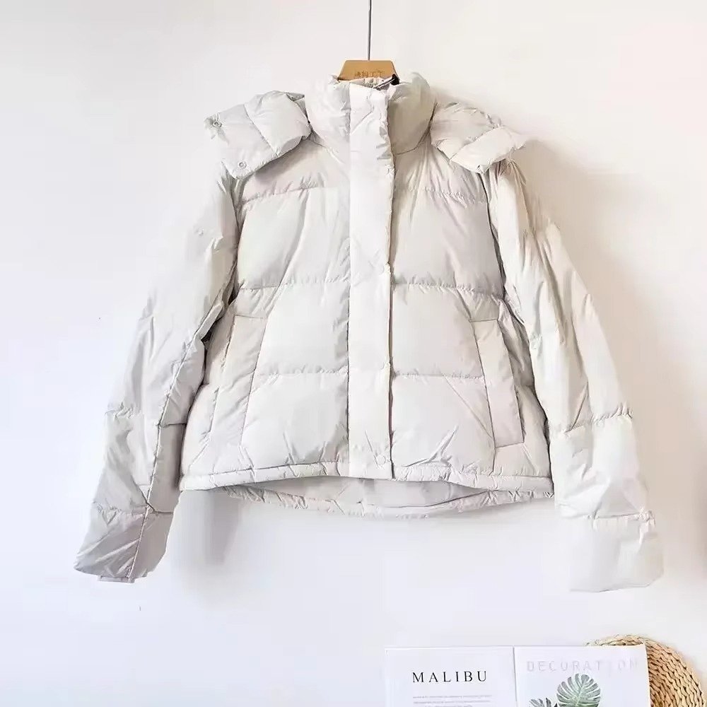 Women's Down-Filled Cropped Puffer Jacket - Off-White