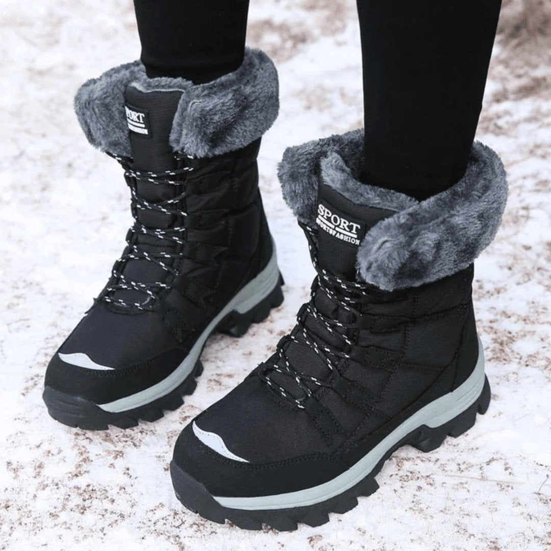 Women's Mid-Calf Waterproof Snow Boots - Black