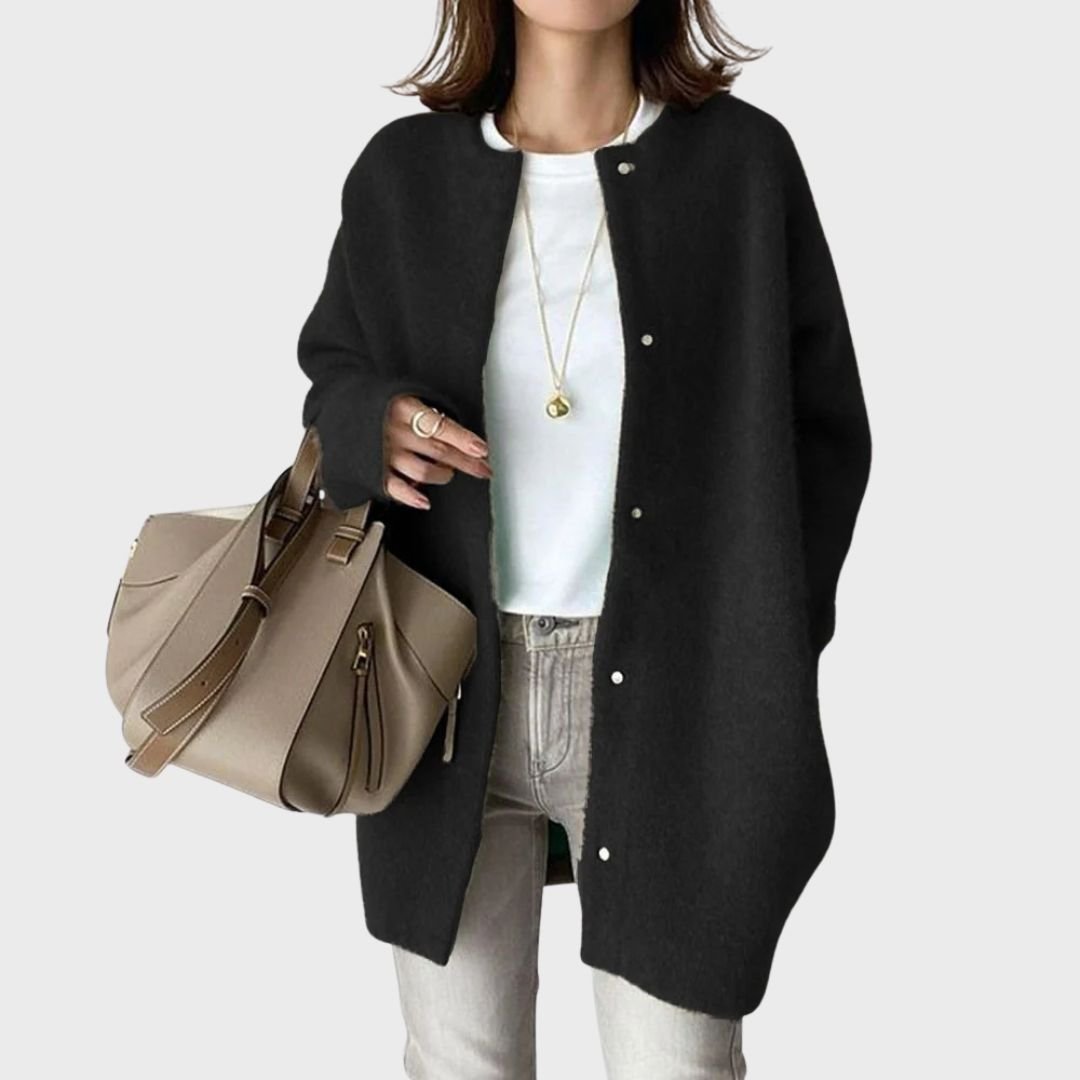 Women's Oversized Longline Wool Coat - Black