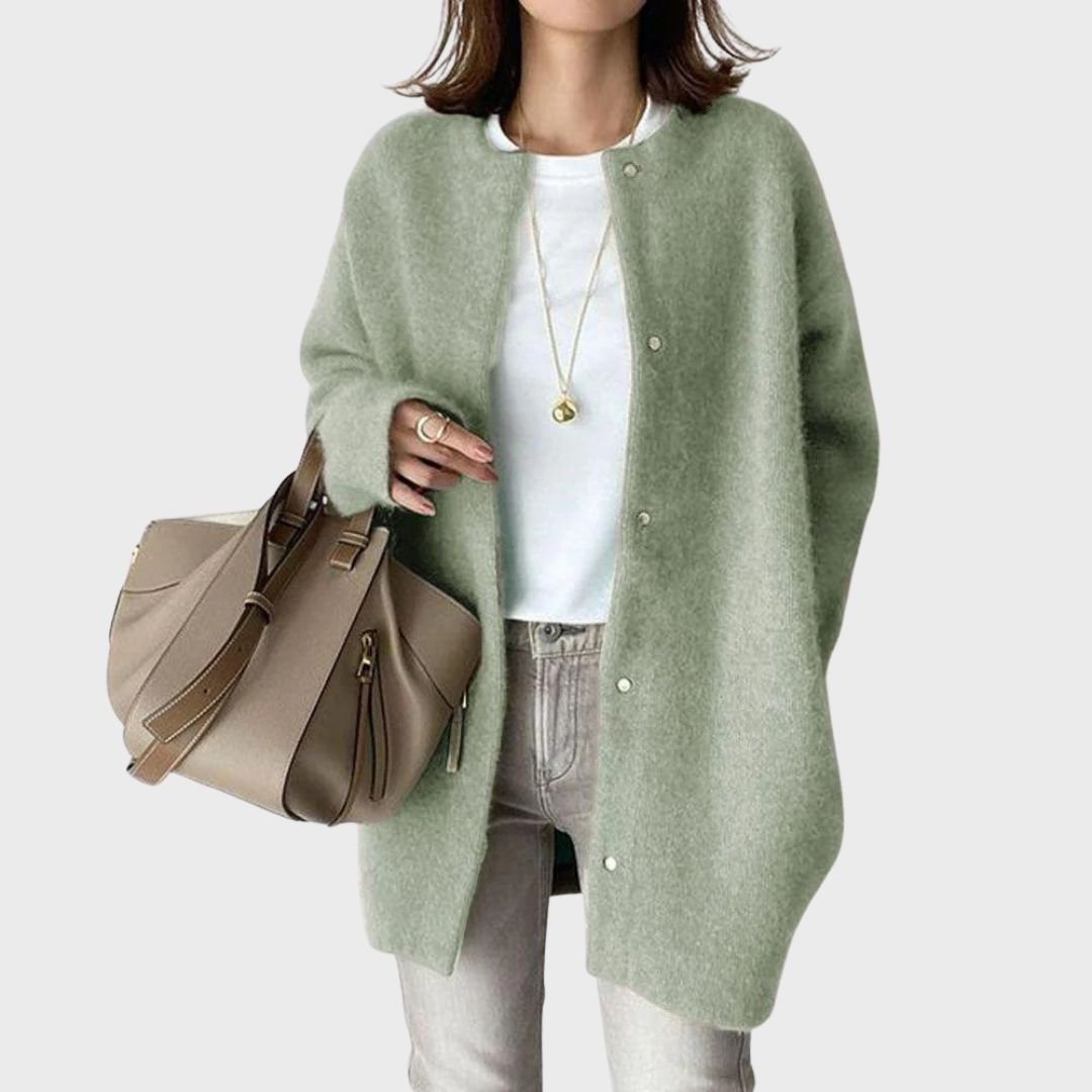 Women's Oversized Longline Wool Coat - Green