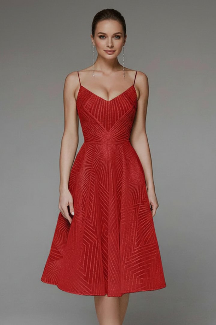 Women's Cocktail Party Dress - Red