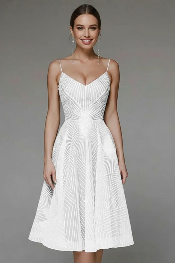 Women's Cocktail Party Dress - White