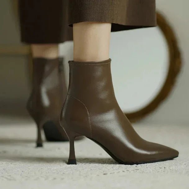 Women's Faux Leather Pointed-Toe Ankle Boots
