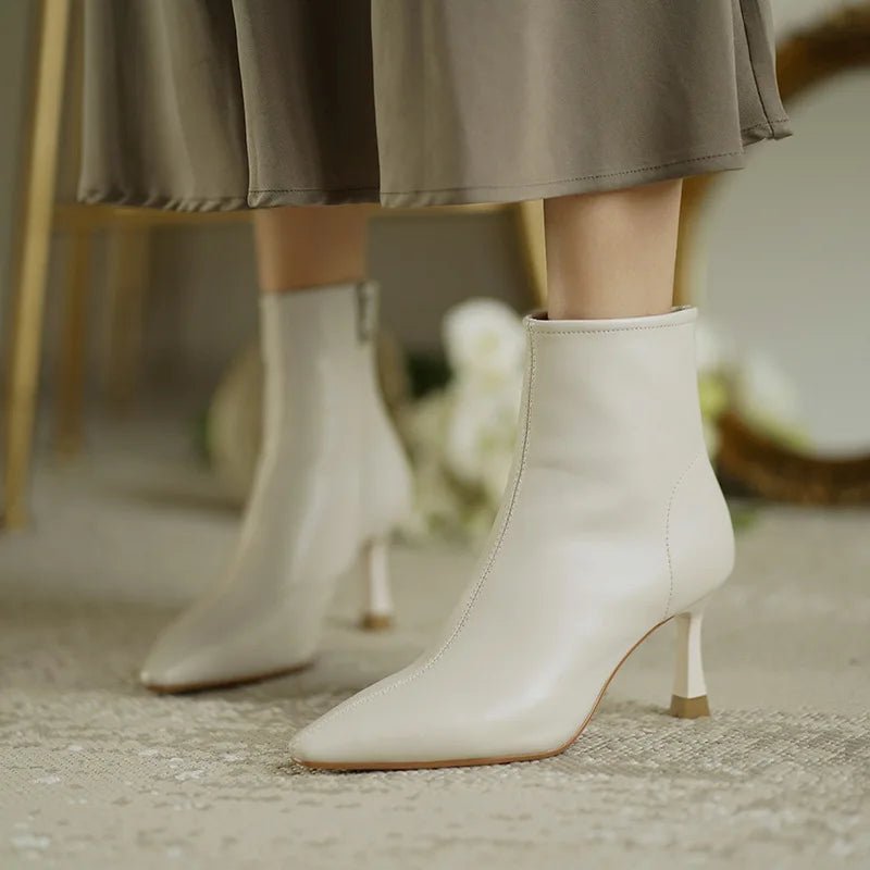 Women's Faux Leather Pointed-Toe Ankle Boots